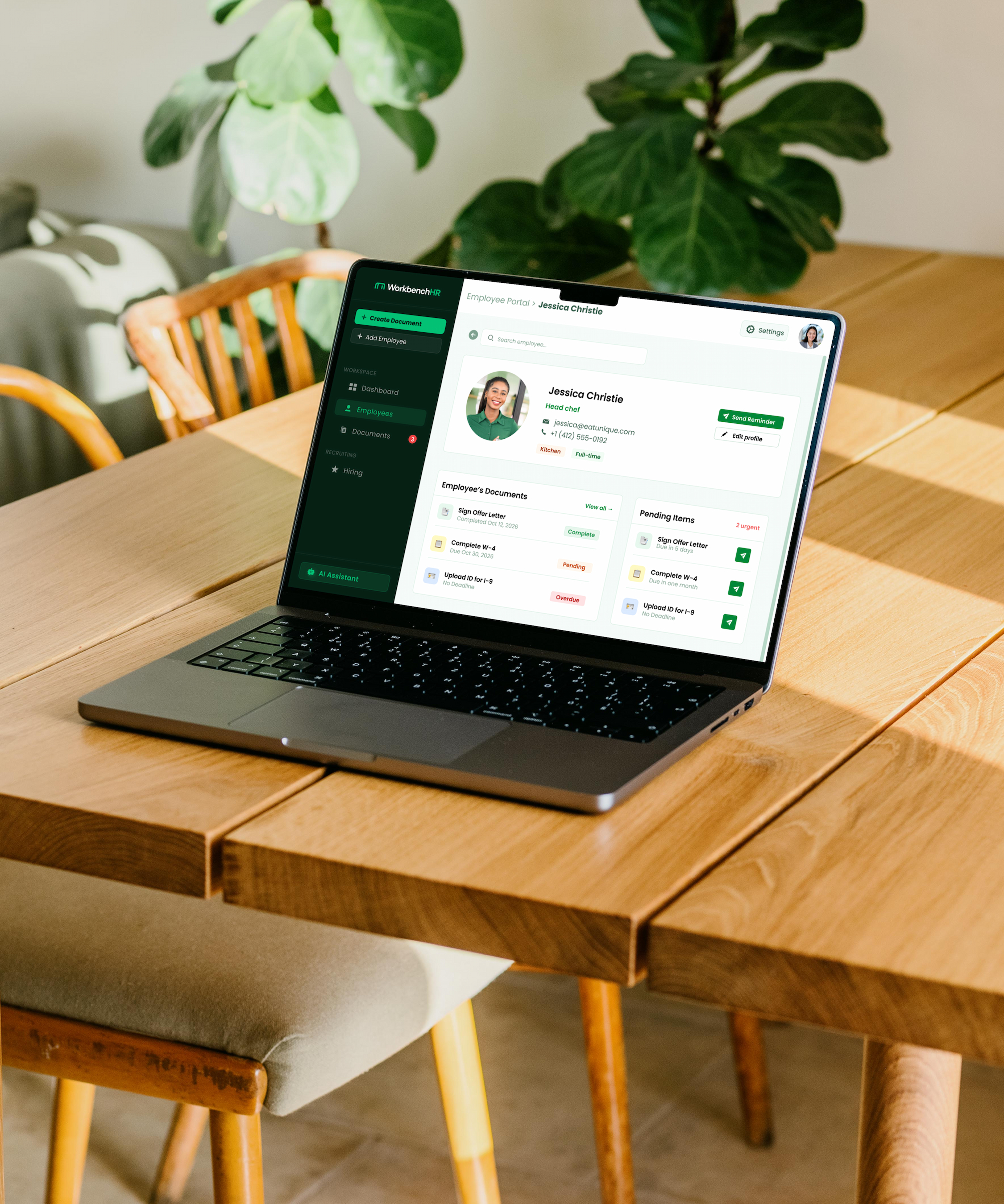 Workbench HR product preview: offer letter, org health, and reminders